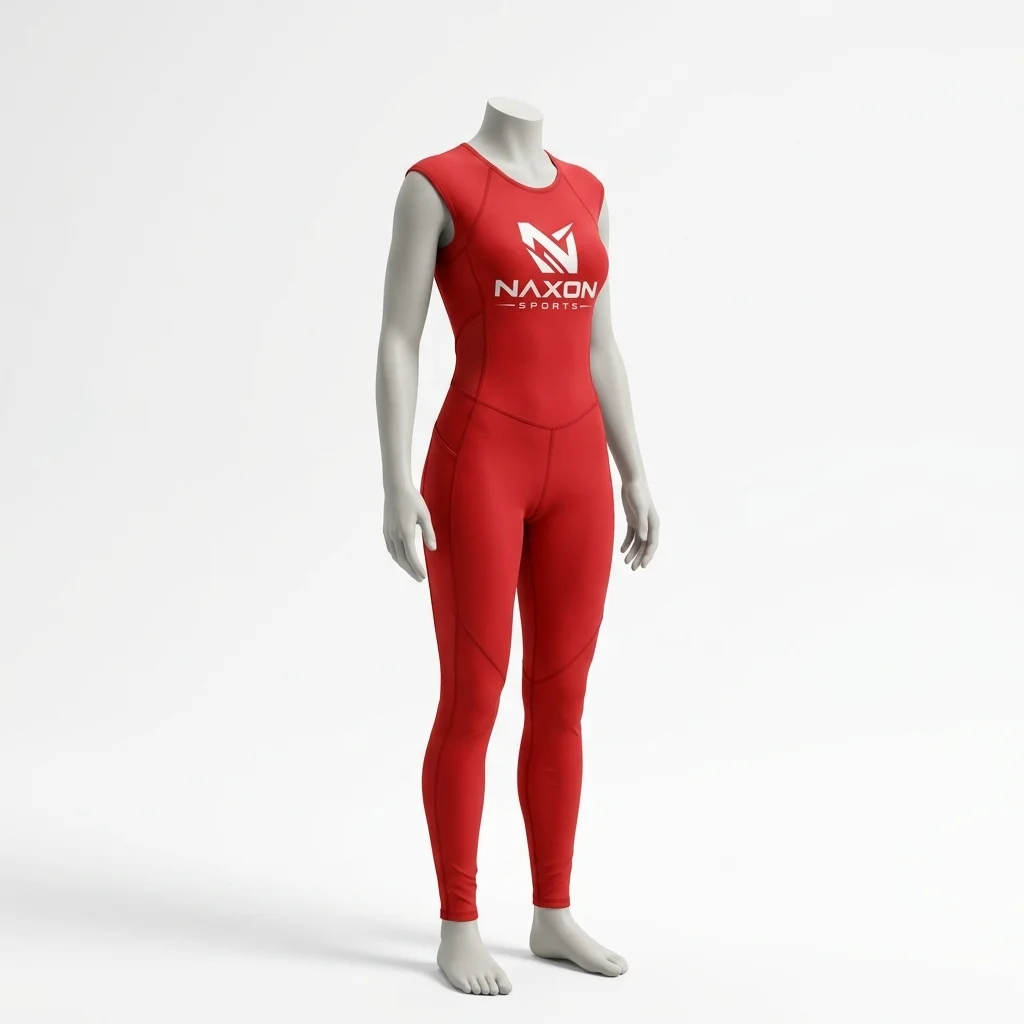 Custom Gym Jumpsuit Design 1 – gym jumpsuit mock-up made by Naxon Sports, Sialkot