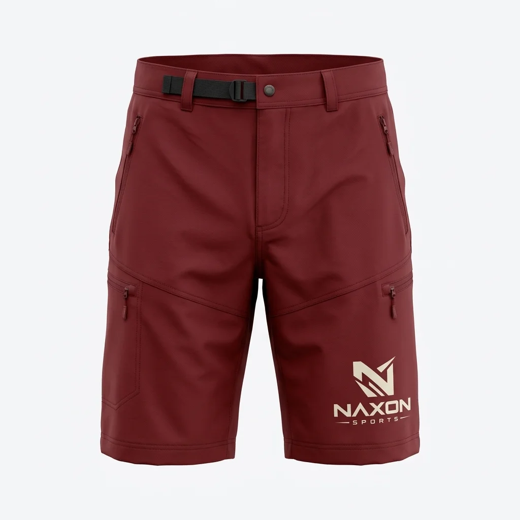 Custom Hiking Shorts Design 2 – hiking shorts mock-up made by Naxon Sports, Sialkot