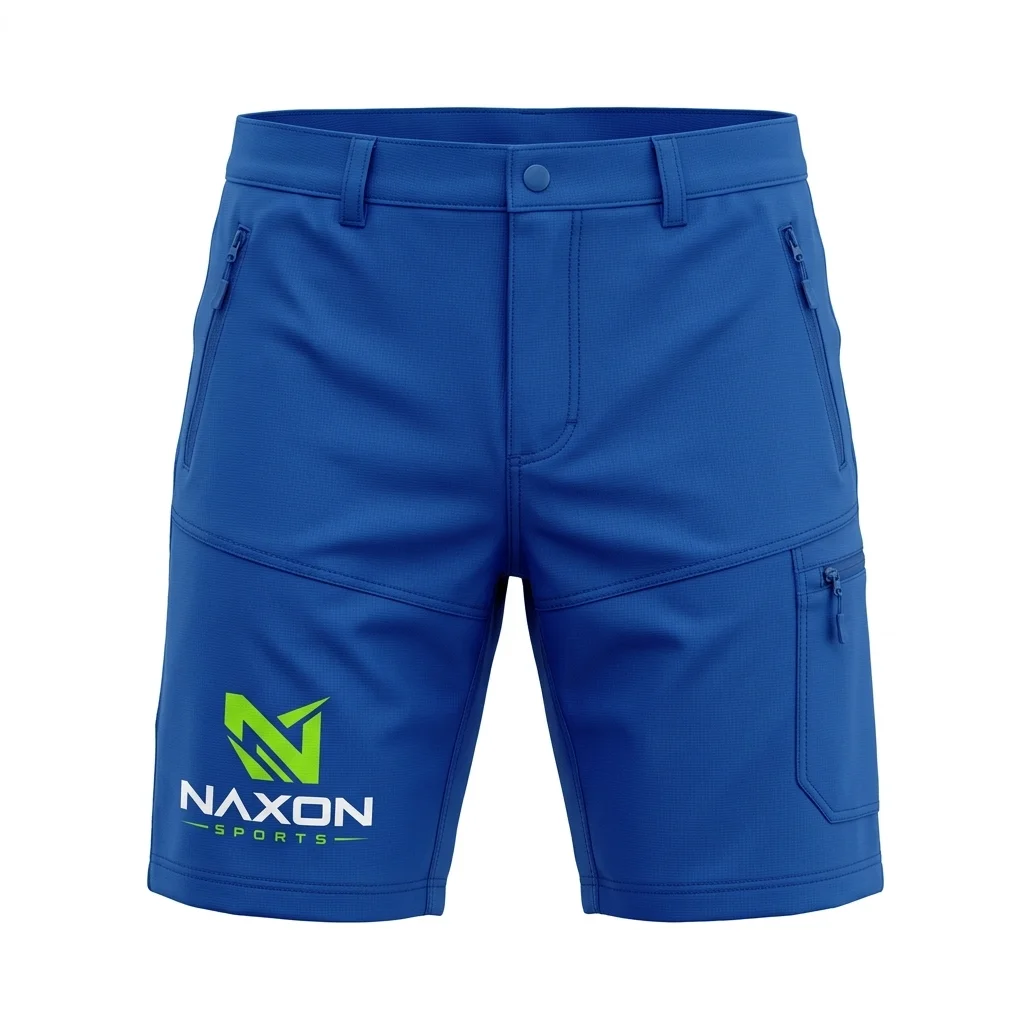 Custom Hiking Shorts Design 5 – hiking shorts mock-up made by Naxon Sports, Sialkot