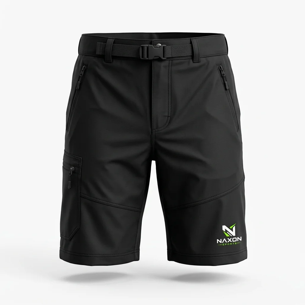 Custom Hiking Shorts Design 6 – hiking shorts mock-up made by Naxon Sports, Sialkot