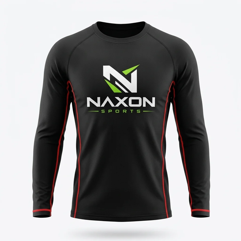 Custom Long Sleeve Gym Shirt Design 1 – long sleeve gym shirt mock-up made by Naxon Sports, Sialkot