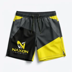 Custom Swim Trunks Design 1 – swim trunks mock-up made by Naxon Sports, Sialkot