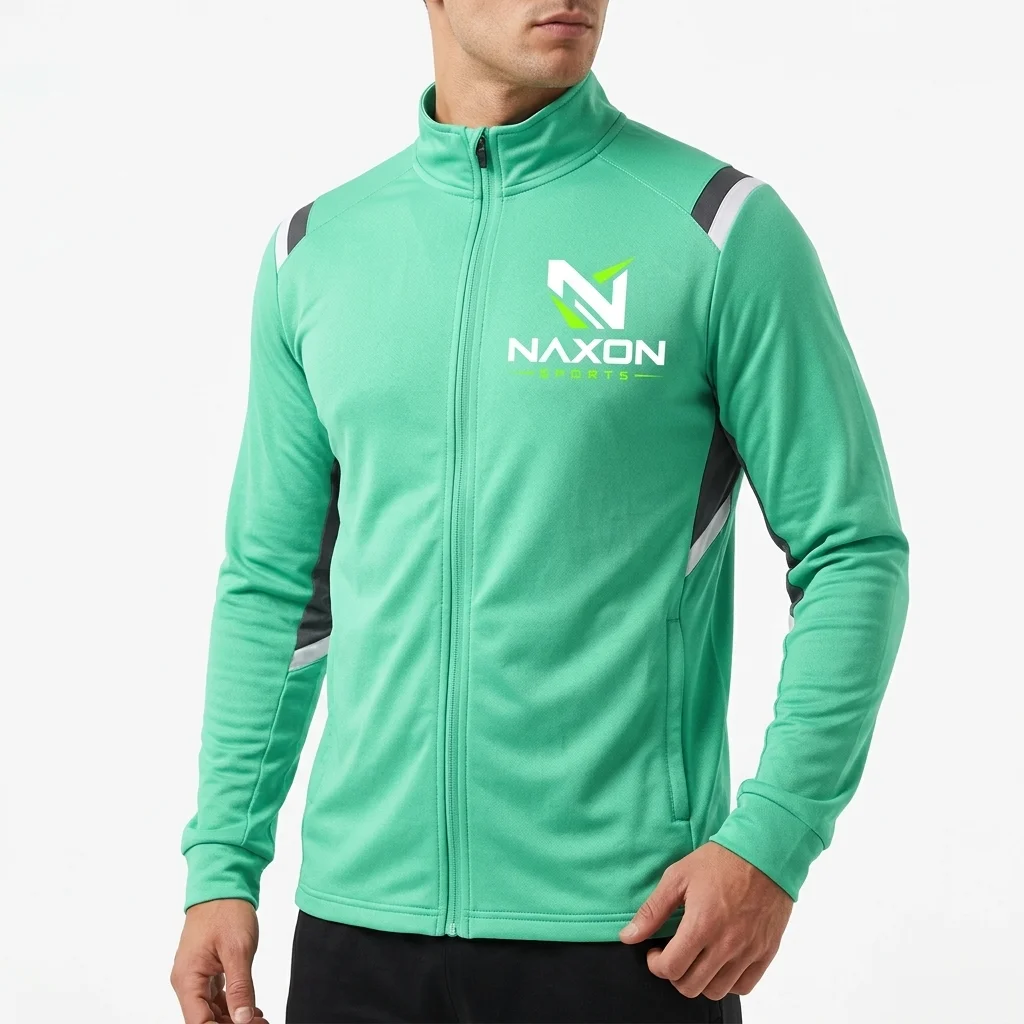 Custom Mint Green Football Tracksuit Design 1 – mint green football tracksuit mock-up made by Naxon Sports, Sialkot