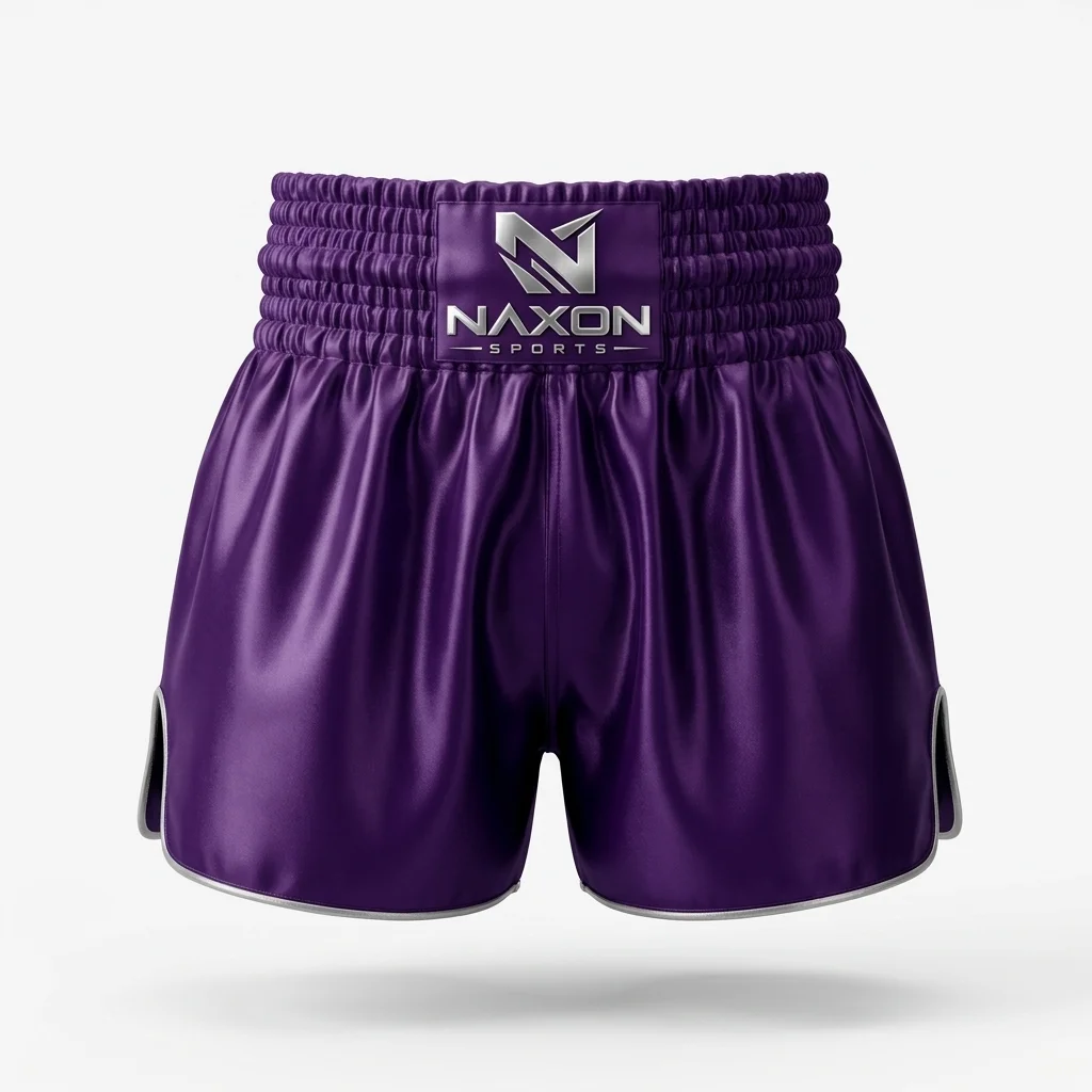 Custom Muay Thai Shorts Front Design 1 – muay thai shorts front mock-up made by Naxon Sports, Sialkot
