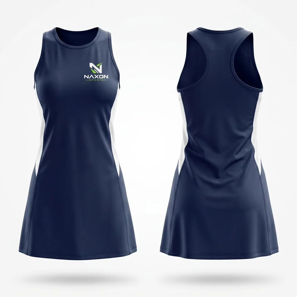 Custom Navy Athletic Dress Design 1 – navy athletic dress mock-up made by Naxon Sports, Sialkot