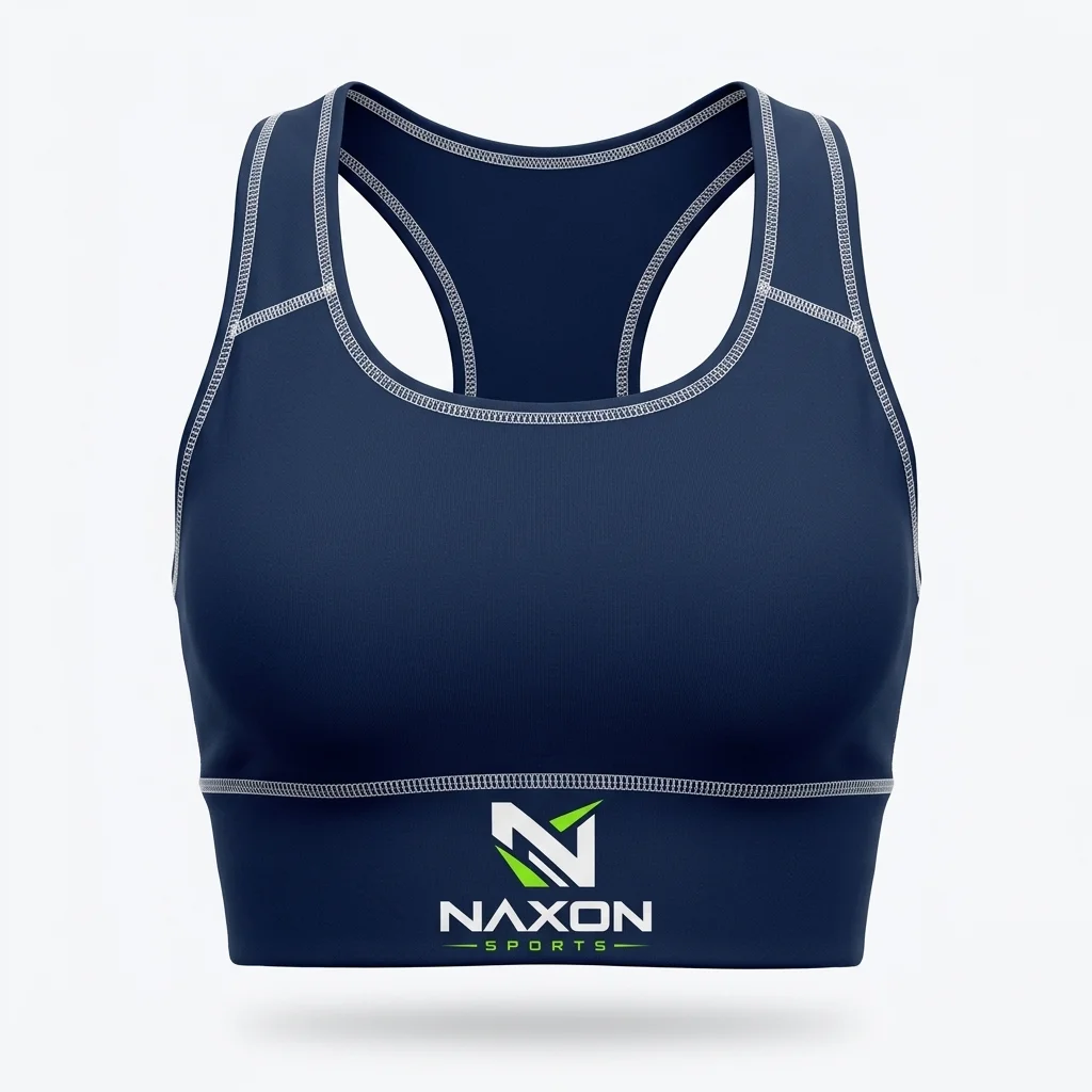 Custom navy blue sports bra by Naxon Sports