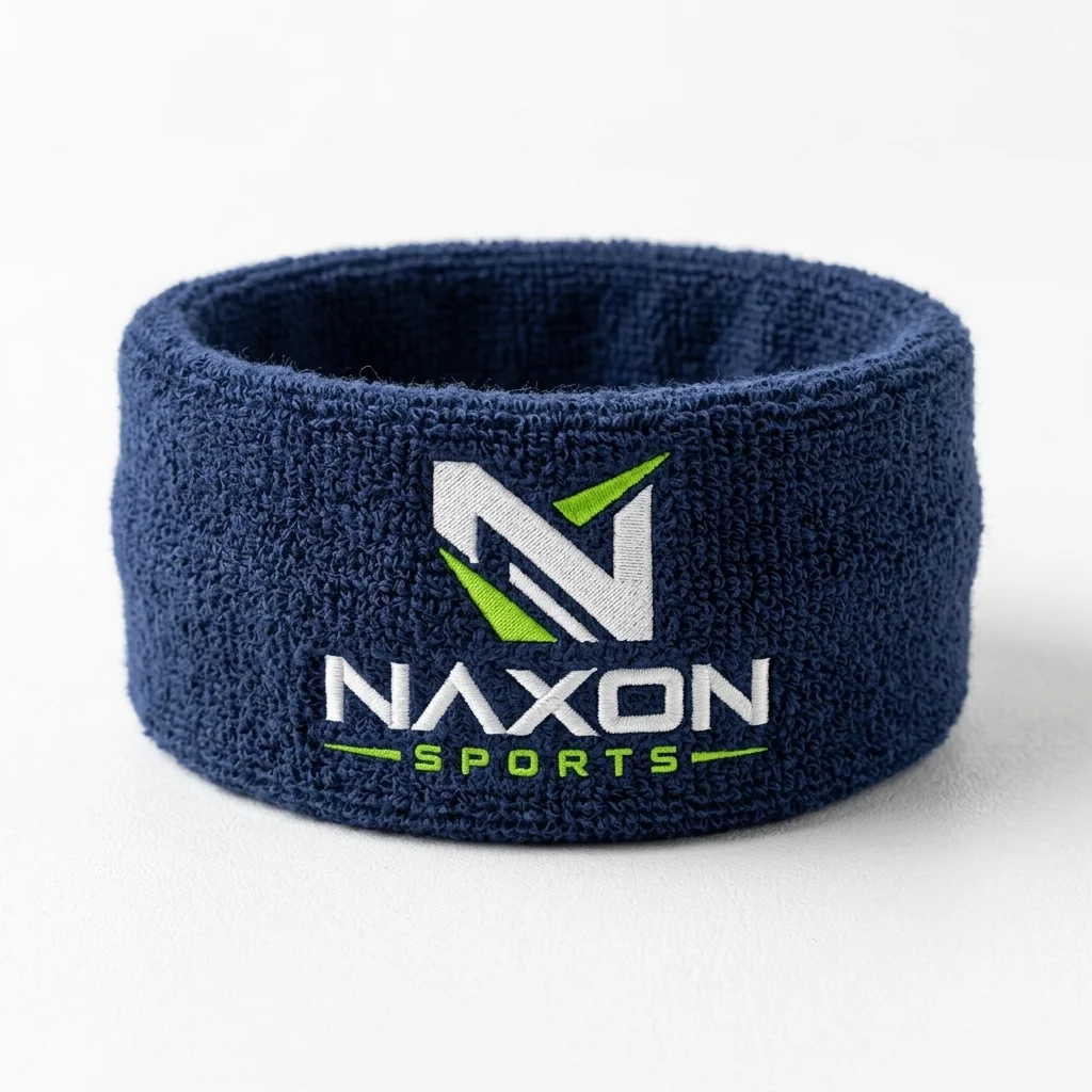 Custom navy blue sweatband by Naxon Sports
