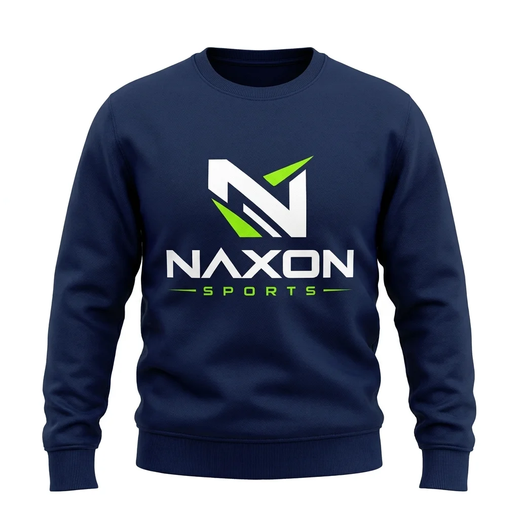 Custom Navy Blue Sweatshirt Design 2 – navy blue sweatshirt mock-up made by Naxon Sports, Sialkot