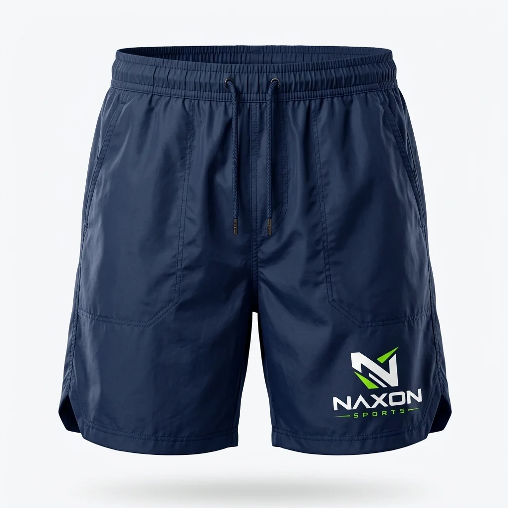 Custom navy blue track shorts by Naxon Sports