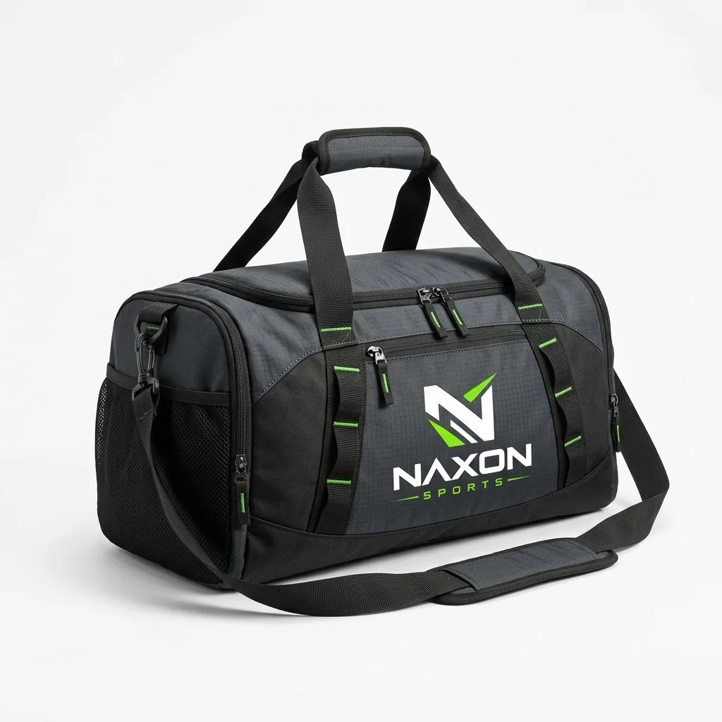 Custom Gym Bag Design 10 Custom Gym Bag Design 10 – gym bag mock-up made by Naxon Sports, Sialkot