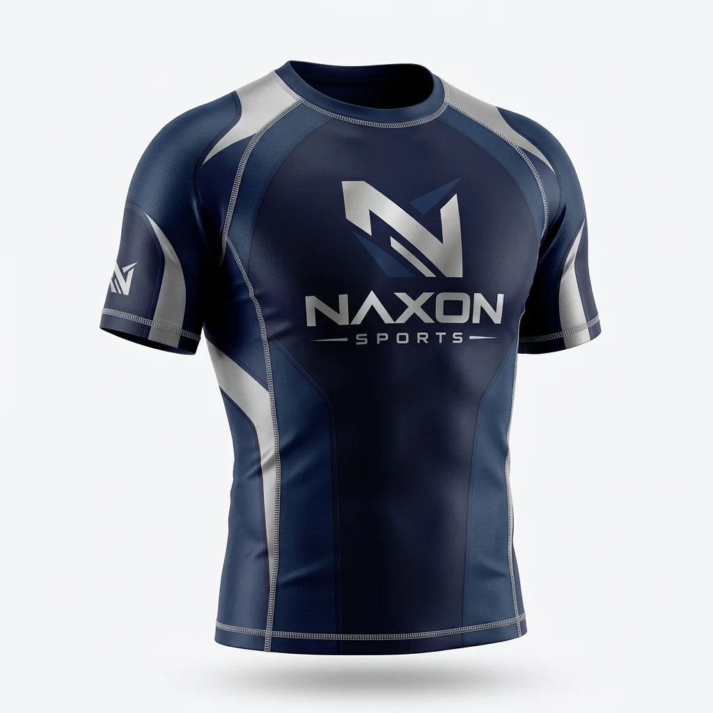 Custom Surf Rash Guard Design 3 Custom Surf Rash Guard Design 3 – surf rash guard mock-up made by Naxon Sports, Sialkot