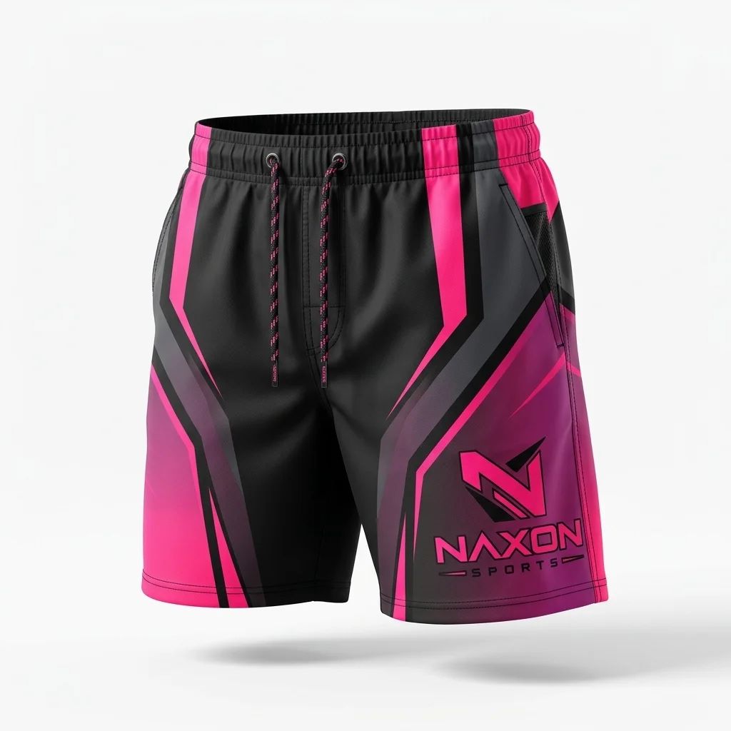 Custom Swim Trunks Design 5 Custom Swim Trunks Design 5 – swim trunks mock-up made by Naxon Sports, Sialkot