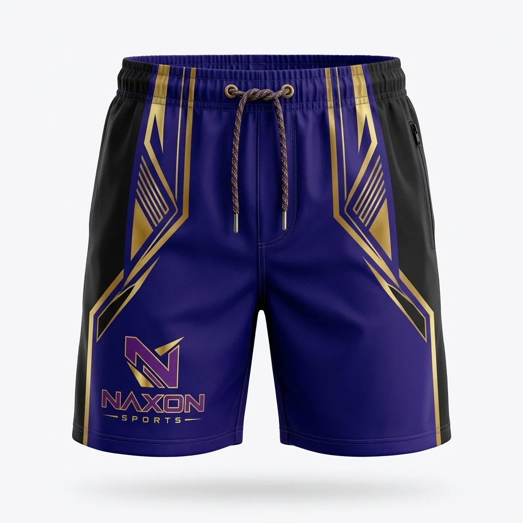Custom Swim Trunks Design 6 Custom Swim Trunks Design 6 – swim trunks mock-up made by Naxon Sports, Sialkot