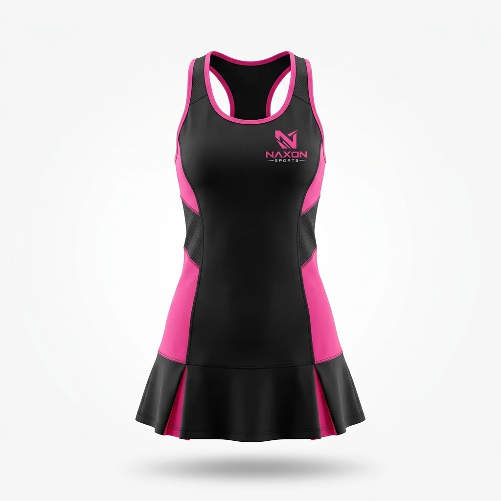 Custom Tennis Dress Design 1 Custom Tennis Dress Design 1 – tennis dress mock-up made by Naxon Sports, Sialkot