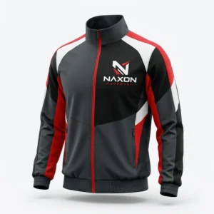 Custom Tennis Jacket Design 1 – tennis jacket mock-up made by Naxon Sports, Sialkot