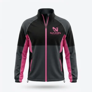 Custom Tennis Jacket Design 3 – tennis jacket mock-up made by Naxon Sports, Sialkot