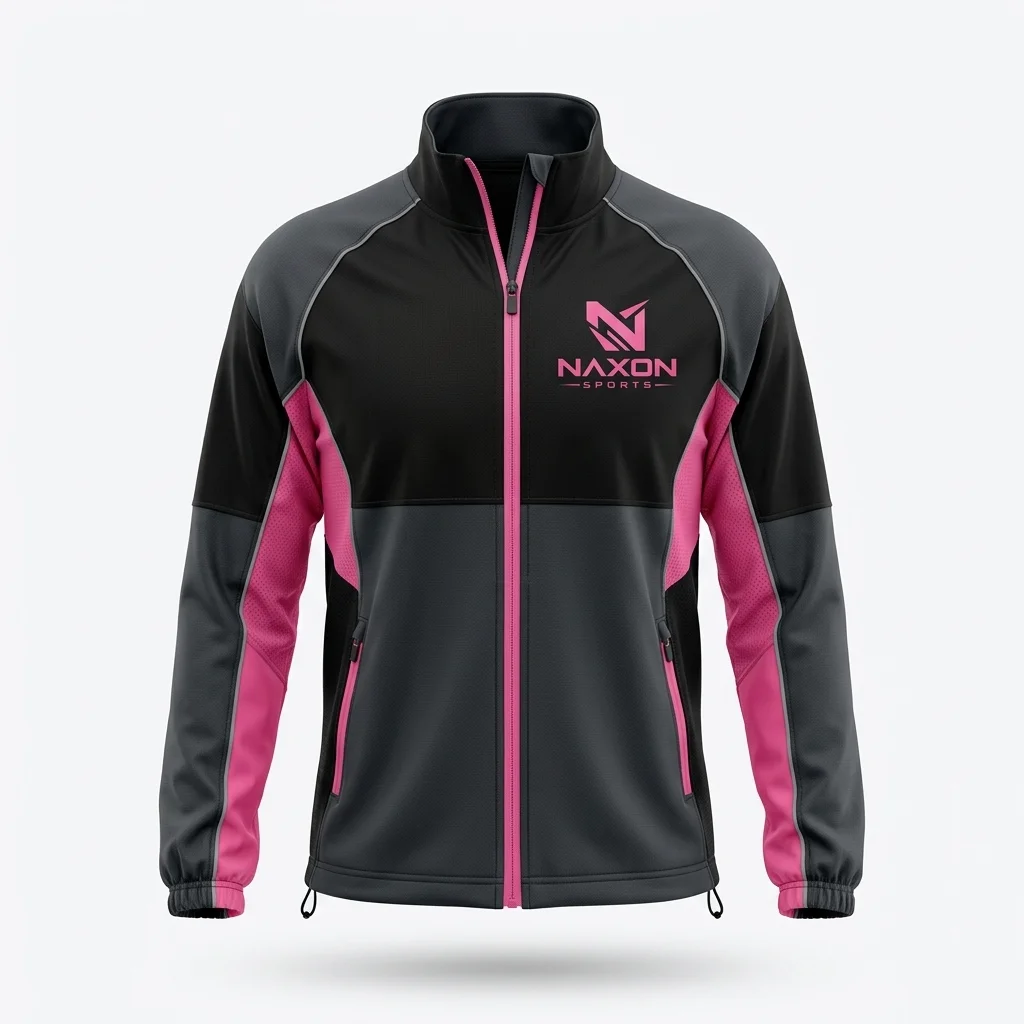 Custom Tennis Jacket Design 3 Custom Tennis Jacket Design 3 – tennis jacket mock-up made by Naxon Sports, Sialkot