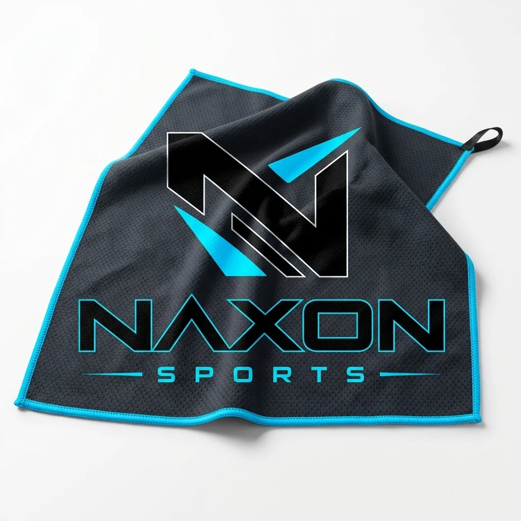 Custom Sports Towel Design 1 Custom Sports Towel Design 1 – sports towel mock-up made by Naxon Sports, Sialkot