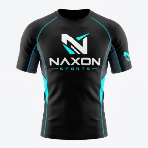 Custom Surf Rash Guard Design 1 – surf rash guard mock-up made by Naxon Sports, Sialkot
