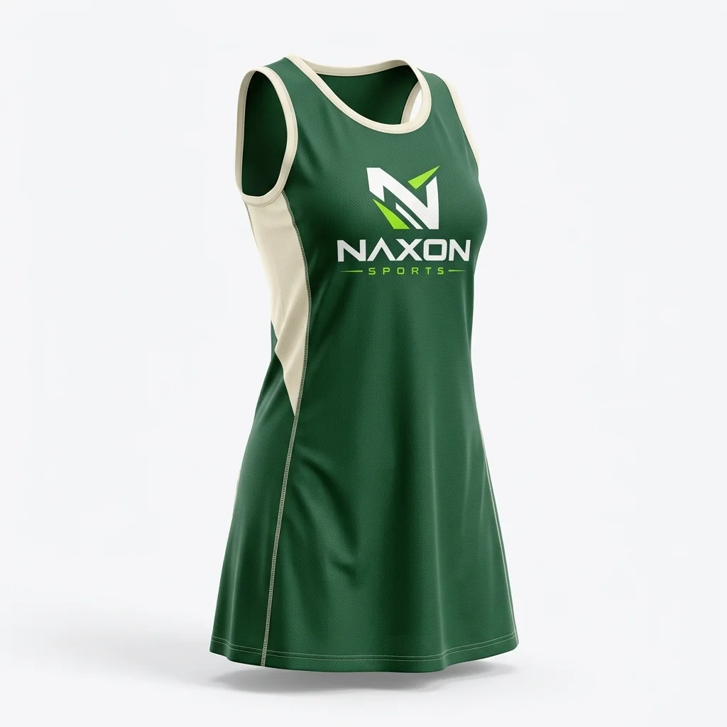 Custom Netball Dress Design 6 – netball dress mock-up made by Naxon Sports, Sialkot