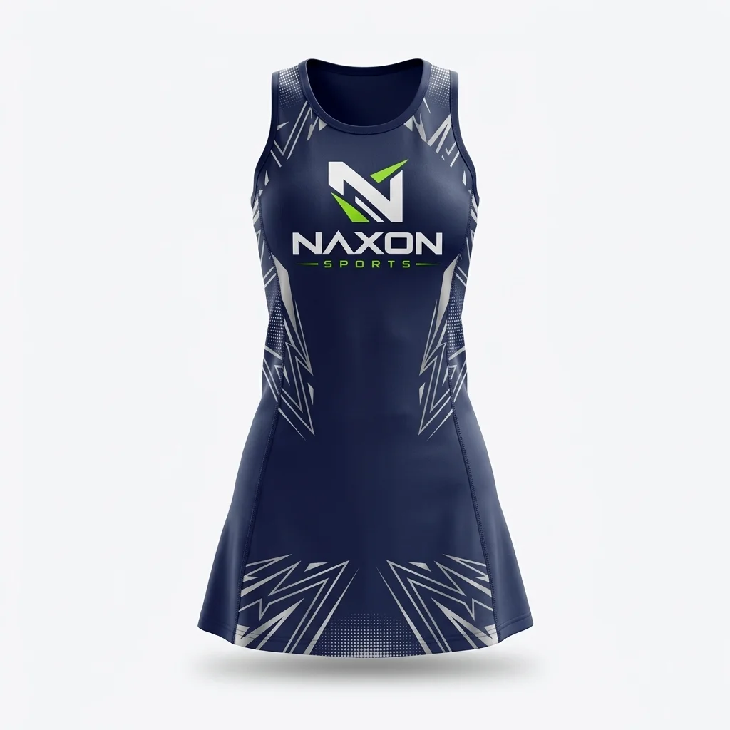 Custom Netball Dress Design 7 – netball dress mock-up made by Naxon Sports, Sialkot