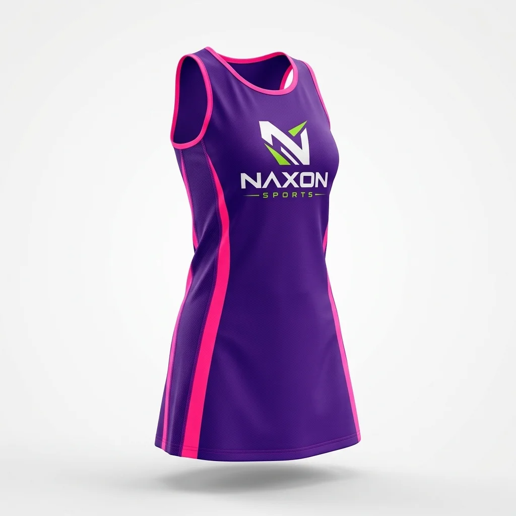 Custom Netball Dress Design 4 – netball dress mock-up made by Naxon Sports, Sialkot