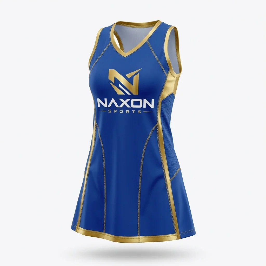 Custom netball dress with gold trim by Naxon Sports