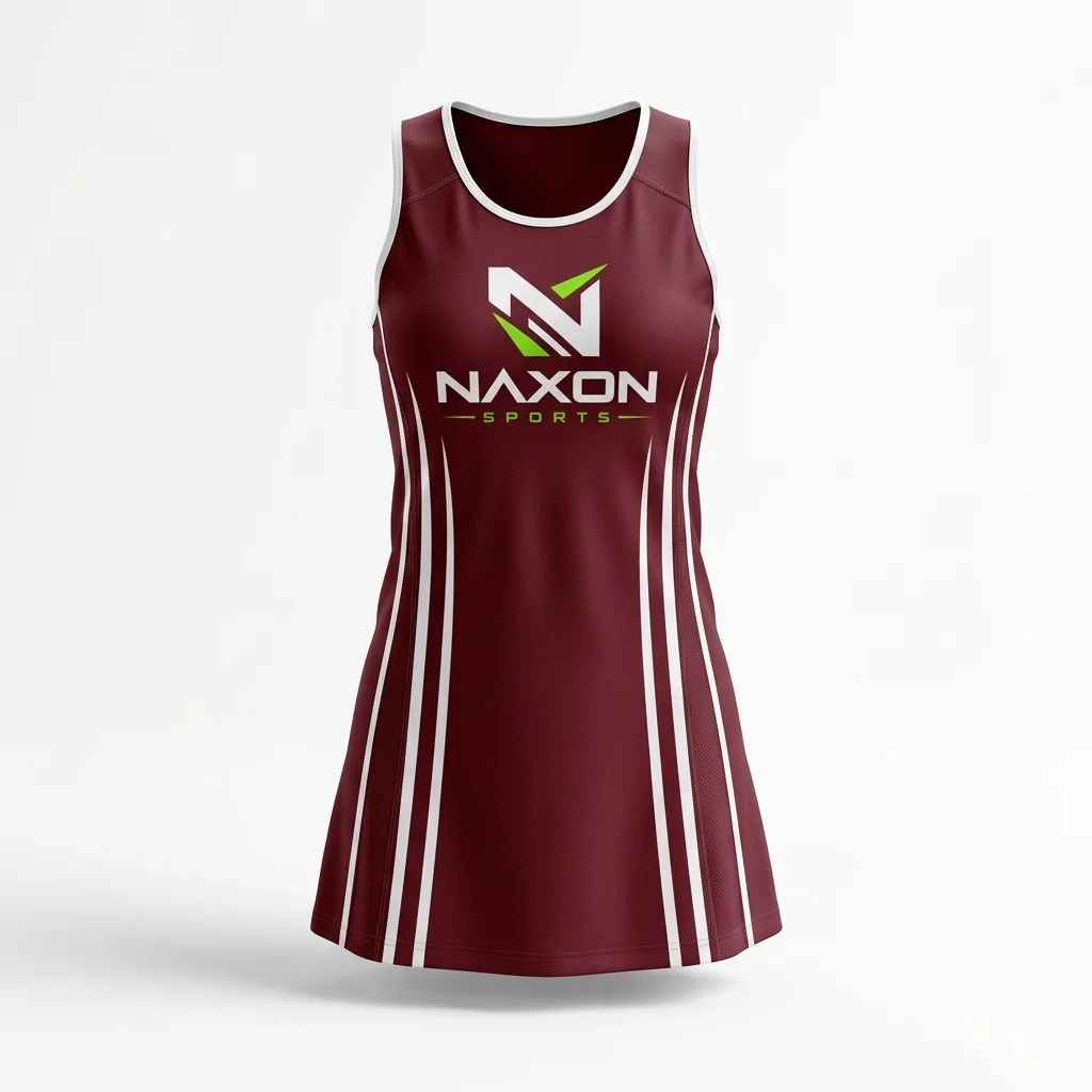 Custom Netball Dress Design 9 – netball dress mock-up made by Naxon Sports, Sialkot