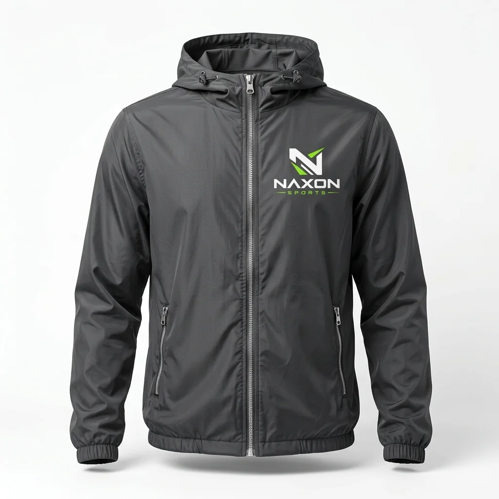 Custom Nylon Windbreaker Design 5 Custom Nylon Windbreaker Design 5 – nylon windbreaker mock-up made by Naxon Sports, Sialkot