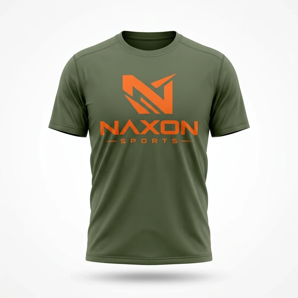 Custom Olive Green Hiking T-Shirt Design 1 – olive green hiking t-shirt mock-up made by Naxon Sports, Sialkot