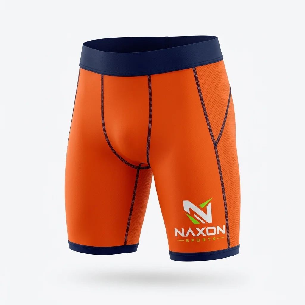 Custom orange athletic compression shorts by Naxon Sports