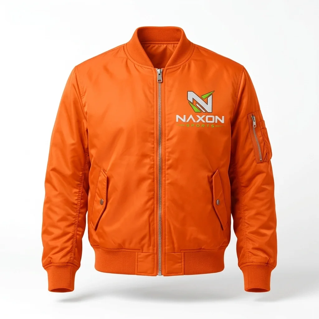 Custom orange bomber jacket by Naxon Sports