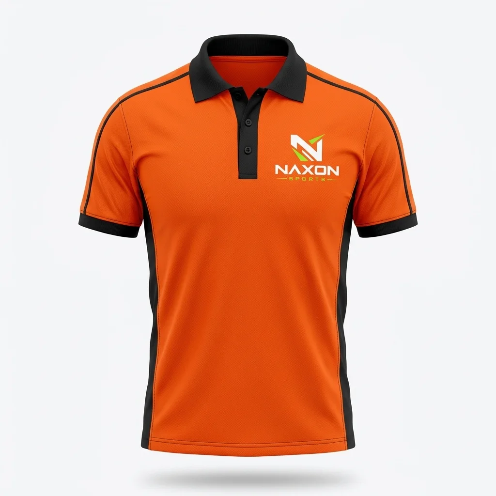 Custom orange polo shirt by Naxon Sports