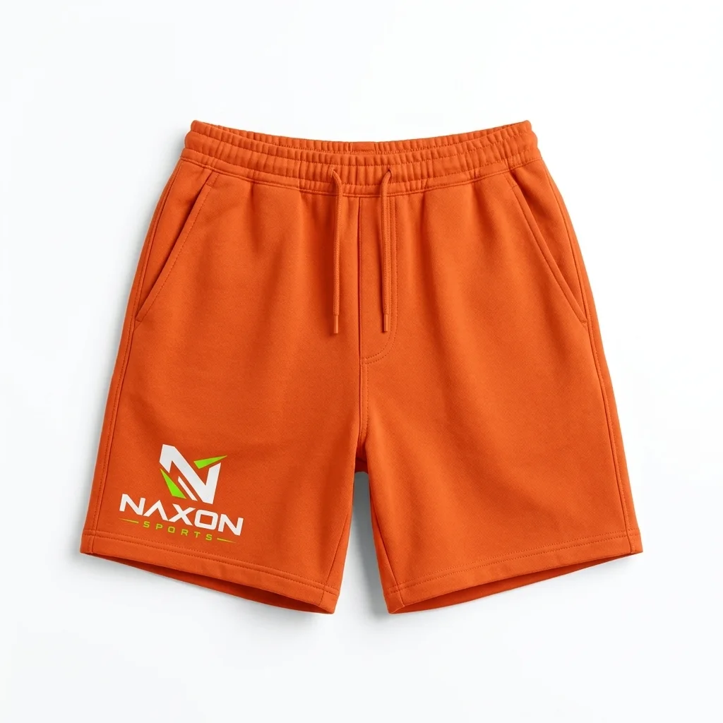 Custom orange streetwear shorts by Naxon Sports