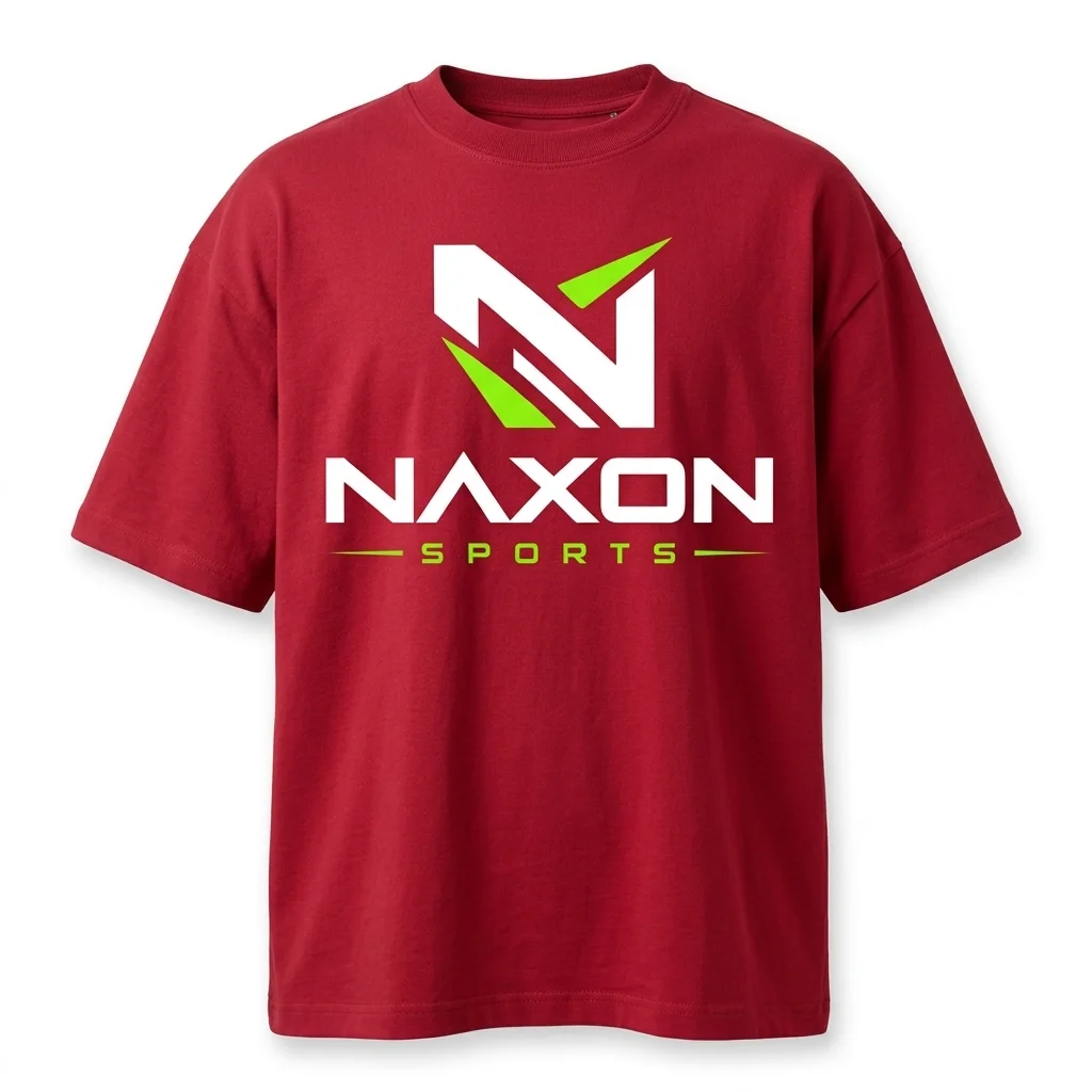 Custom Oversized Red T-Shirt Design 1 – oversized red t-shirt mock-up made by Naxon Sports, Sialkot