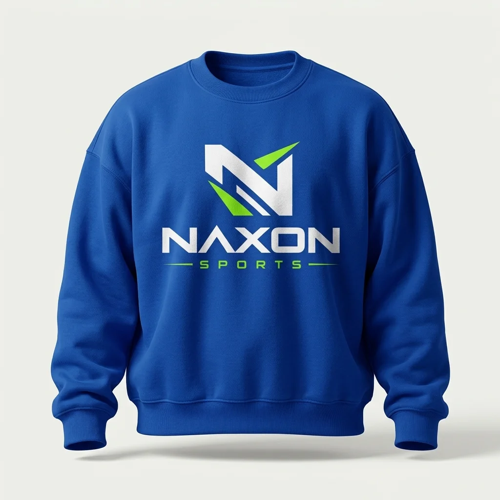 Custom Oversized Royal Blue Sweatshirt Design 1 – oversized royal blue sweatshirt mock-up made by Naxon Sports, Sialkot