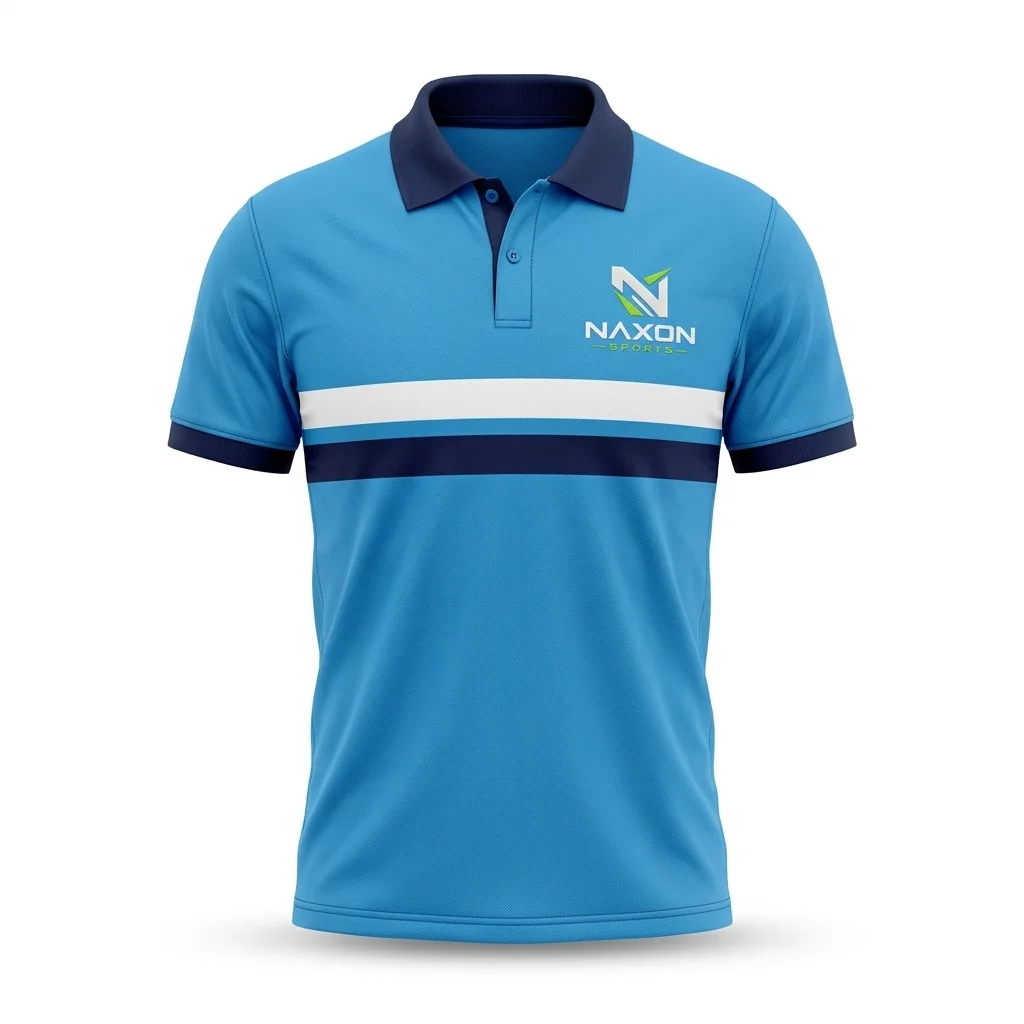Custom Polo Sports Shirt Design 4 – polo sports shirt mock-up made by Naxon Sports, Sialkot