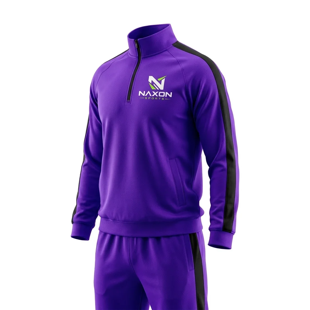 Custom Pullover Tracksuit With Black Stringer Design 1 – pullover tracksuit with black stringer mock-up made by Naxon Sports, Sialkot