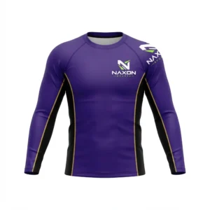 Purple belt BJJ rashguard – Custom BJJ Rank Apparel – League Series by Naxon Sports, Sialkot