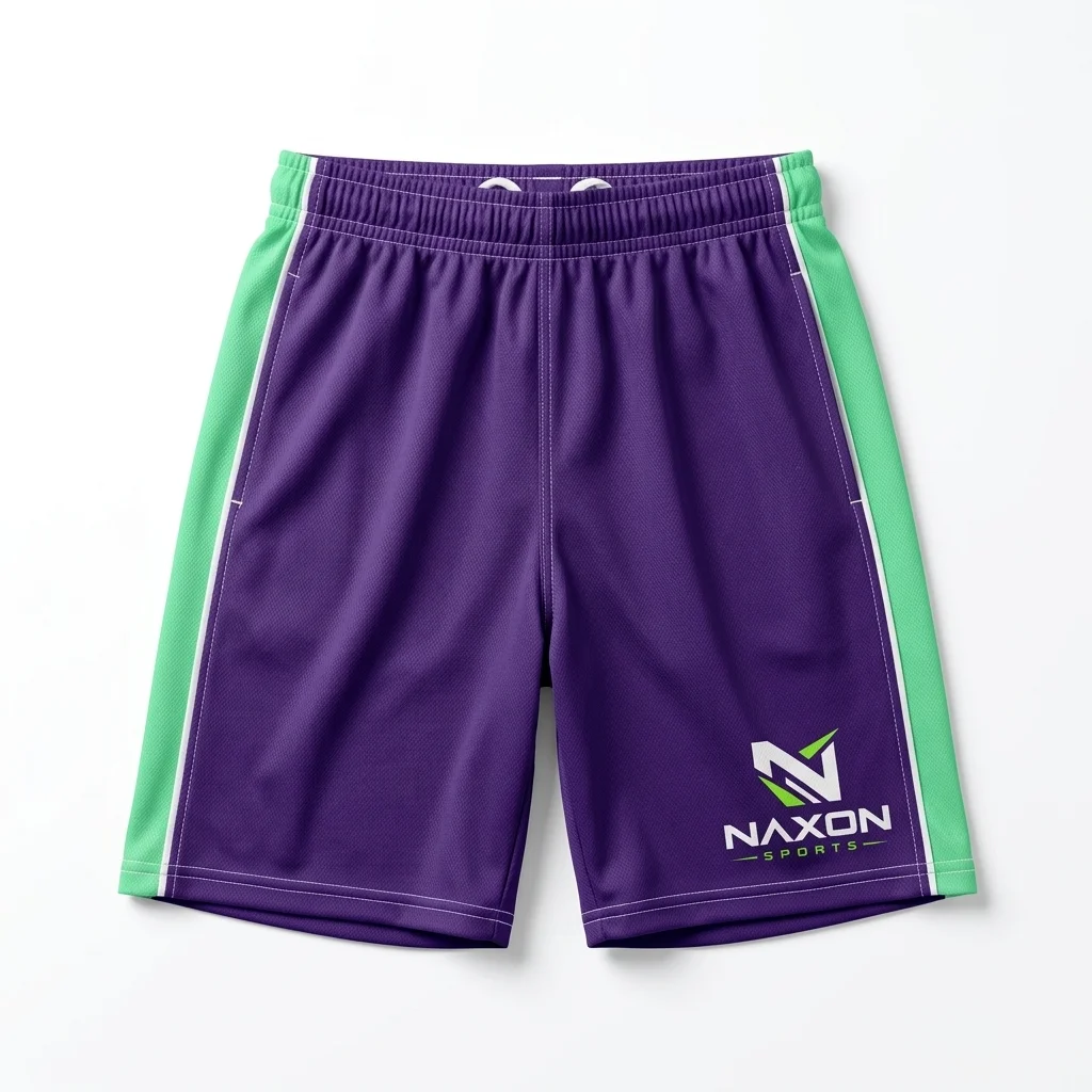 Custom Purple Football Shorts Design 1 – purple football shorts mock-up made by Naxon Sports, Sialkot