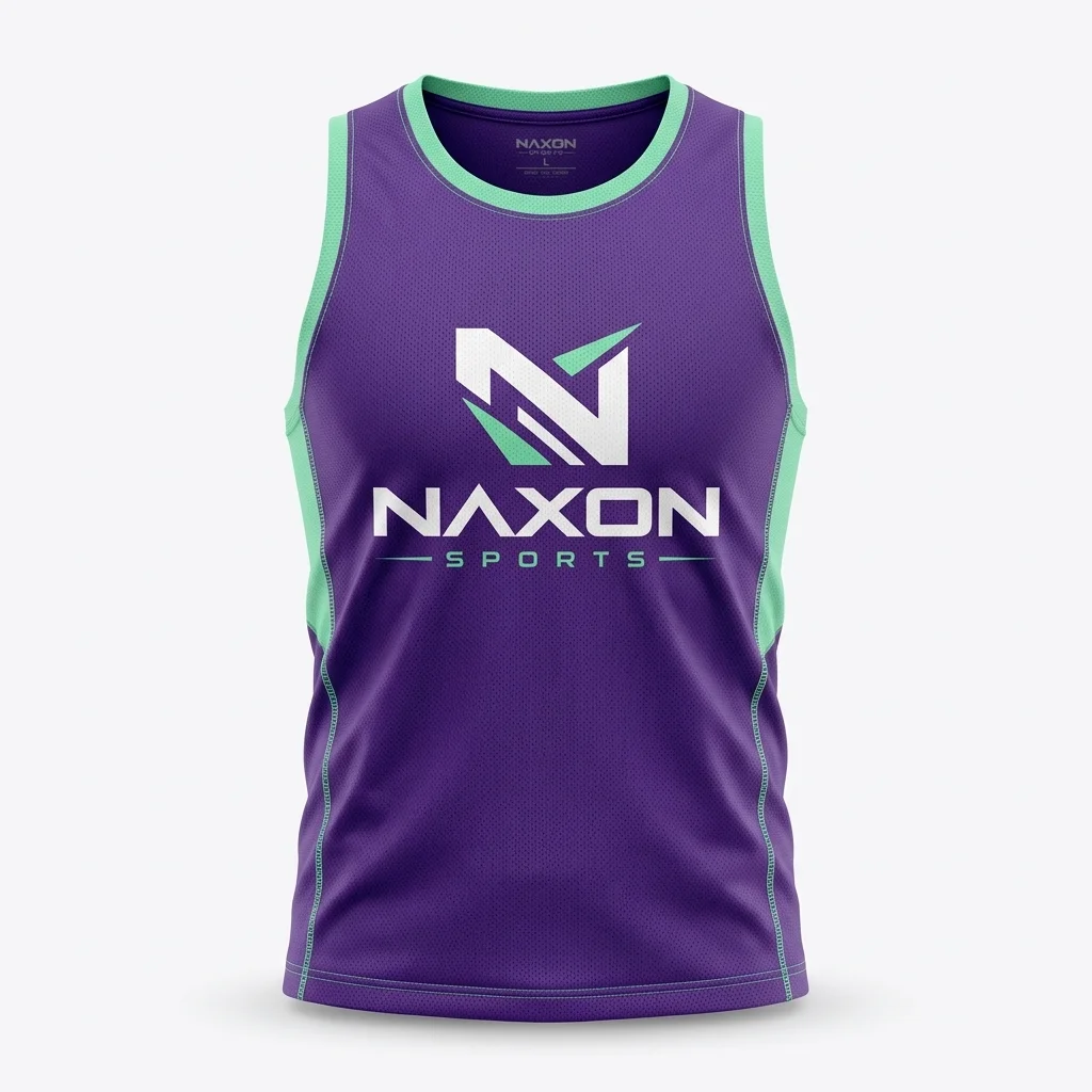 Custom Purple Gym Shirt Design 1 – purple gym shirt mock-up made by Naxon Sports, Sialkot