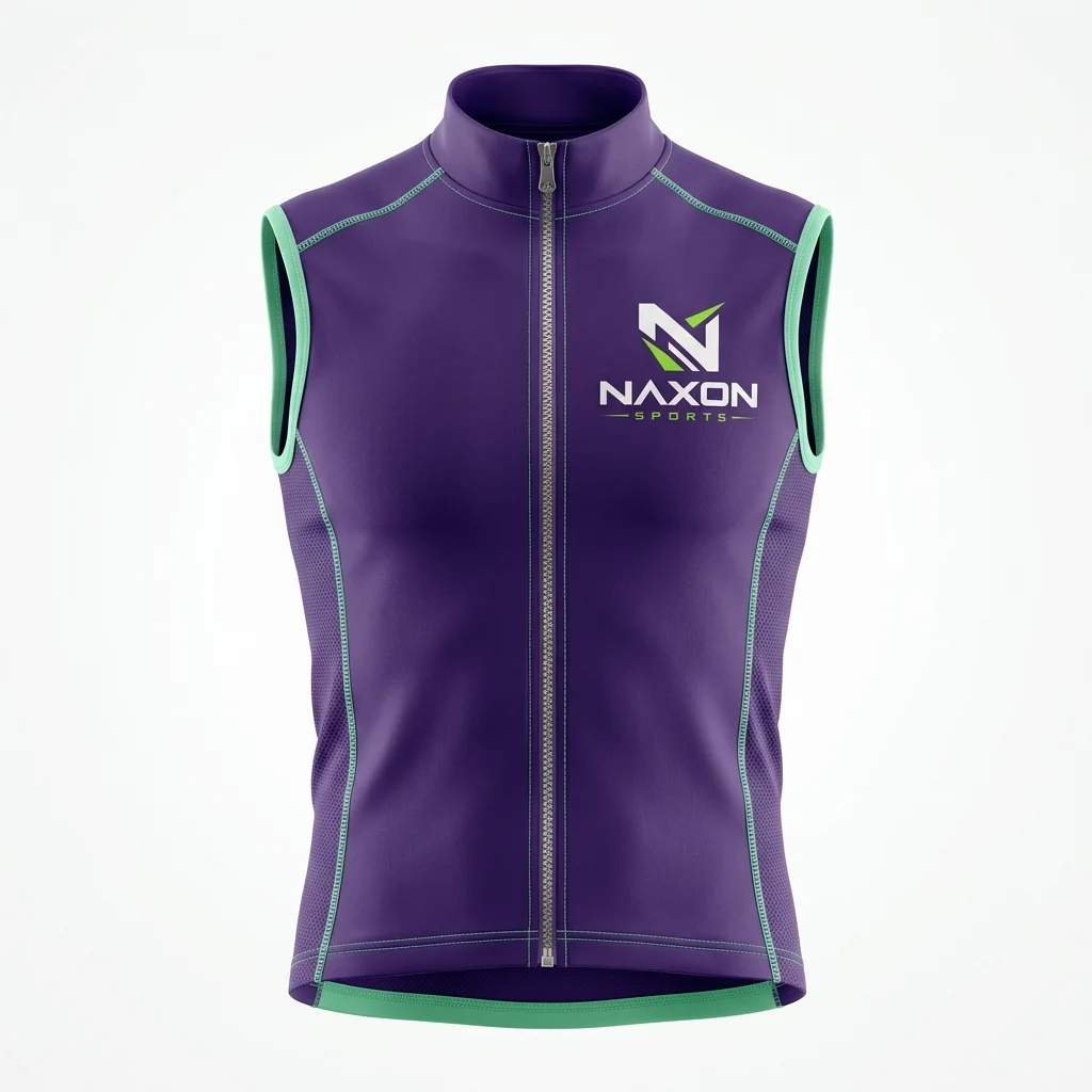 Custom Purple Sports Vest Design 1 – purple sports vest mock-up made by Naxon Sports, Sialkot