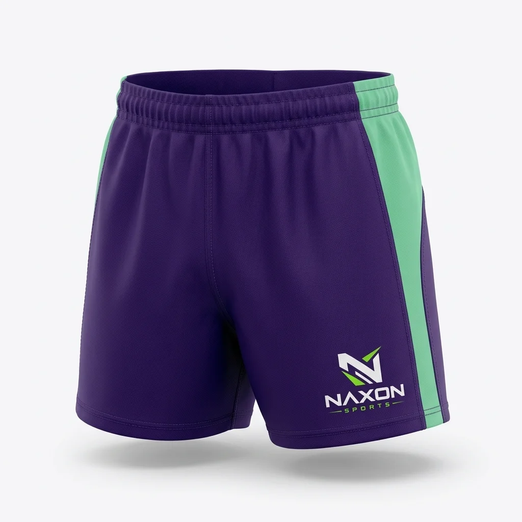 Custom rugby shorts on background by Naxon Sports