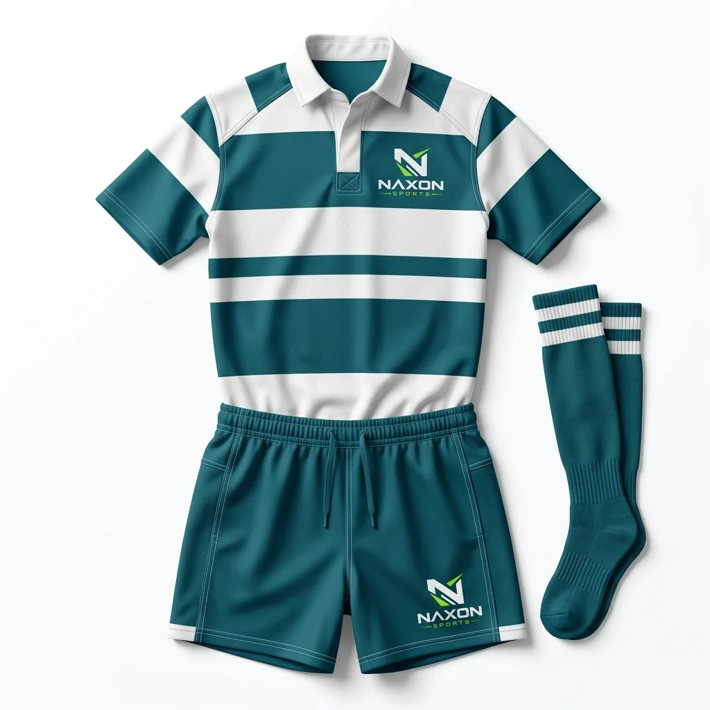 Custom Rugby Team Kit Design 6 – rugby team kit mock-up made by Naxon Sports, Sialkot