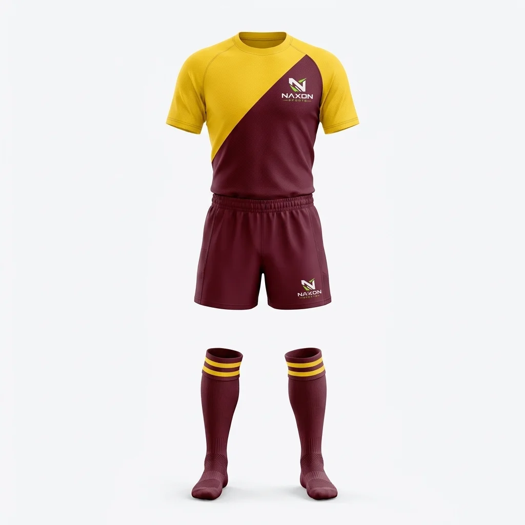 Custom Rugby Team Kit Design 9 – rugby team kit mock-up made by Naxon Sports, Sialkot