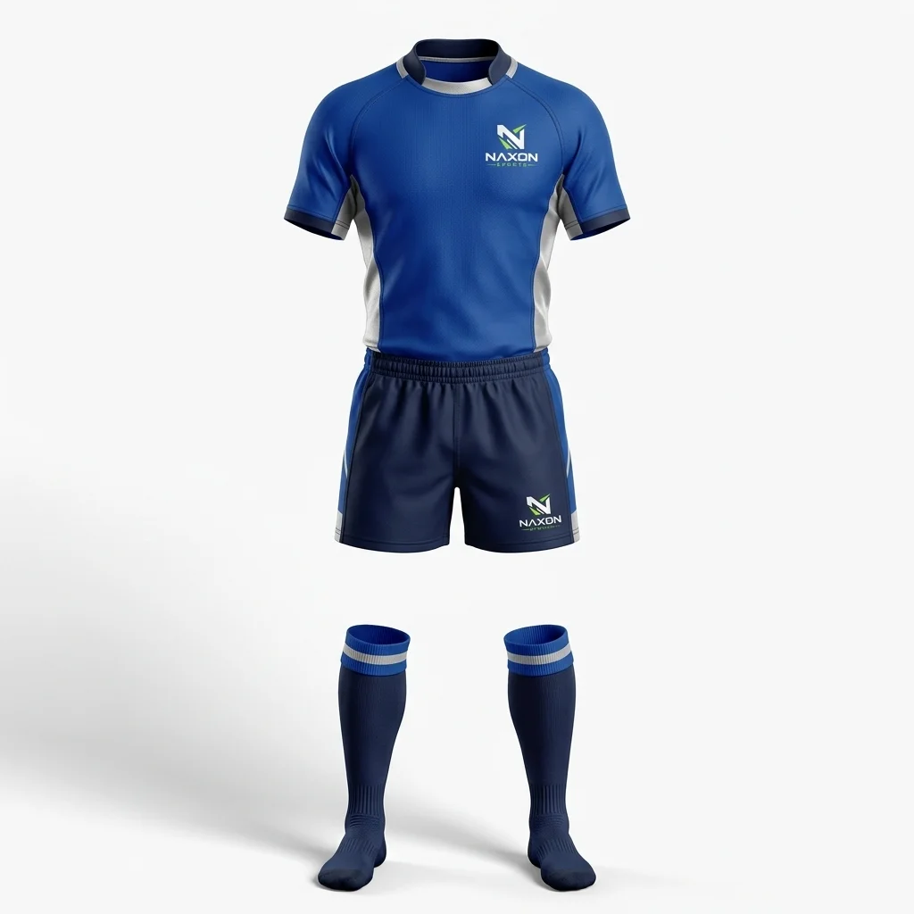 Custom Rugby Team Kit Design 11 – rugby team kit mock-up made by Naxon Sports, Sialkot