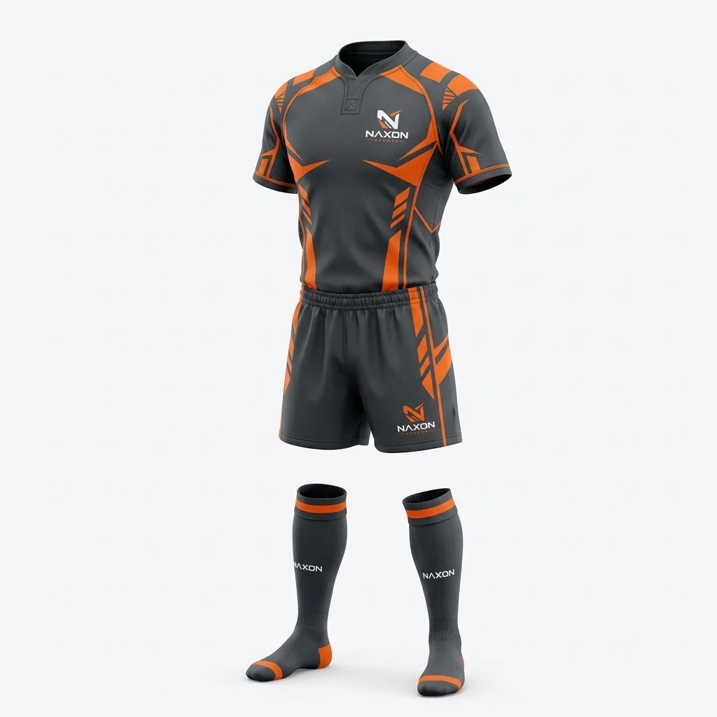 Custom Rugby Team Kit Design 12 – rugby team kit mock-up made by Naxon Sports, Sialkot