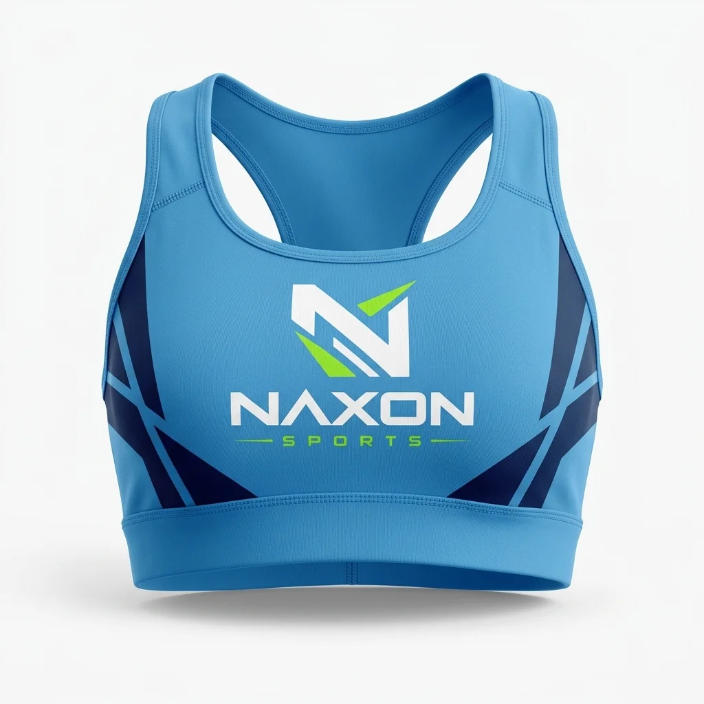 Custom sky blue sports bra by Naxon Sports