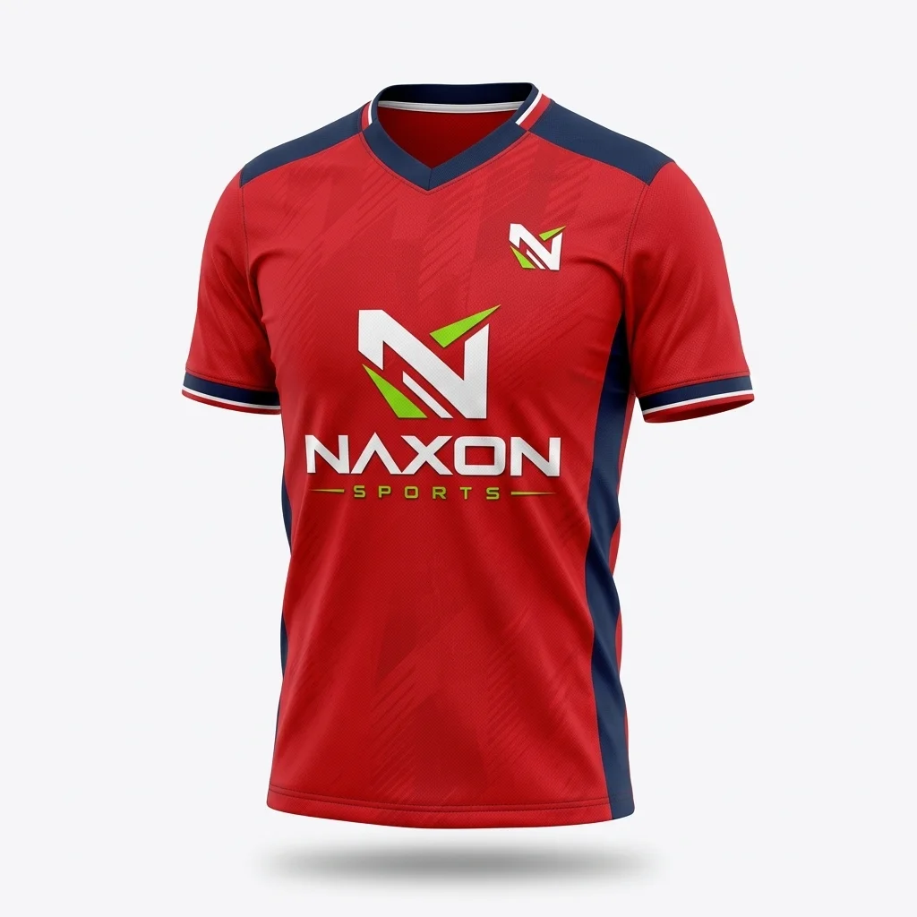 Custom Soccer Jersey Design 1 – soccer jersey mock-up made by Naxon Sports, Sialkot