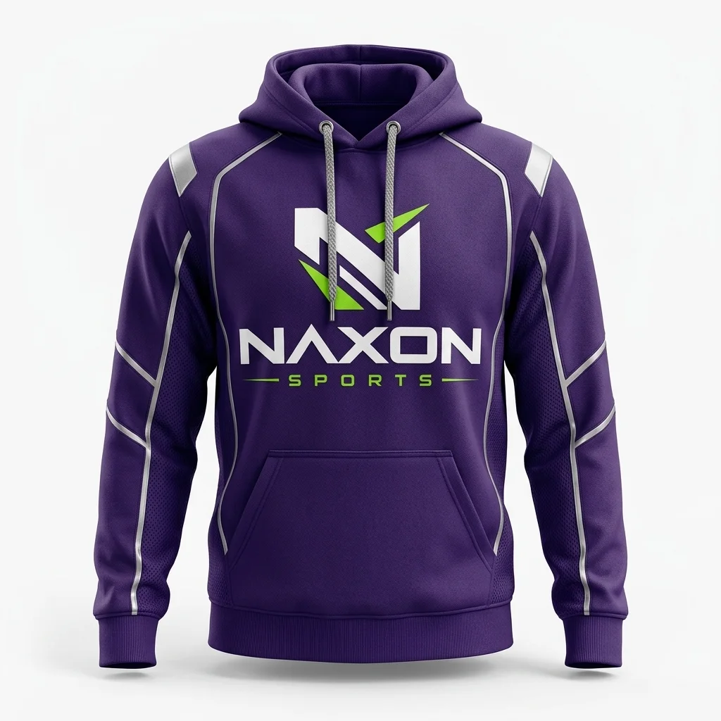 Custom Sports Hoodie Design 3 – sports hoodie mock-up made by Naxon Sports, Sialkot